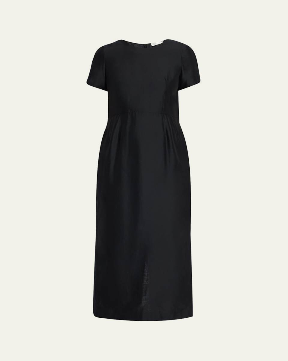 Edmonia Short-Sleeve Cotton-Silk Midi Dress